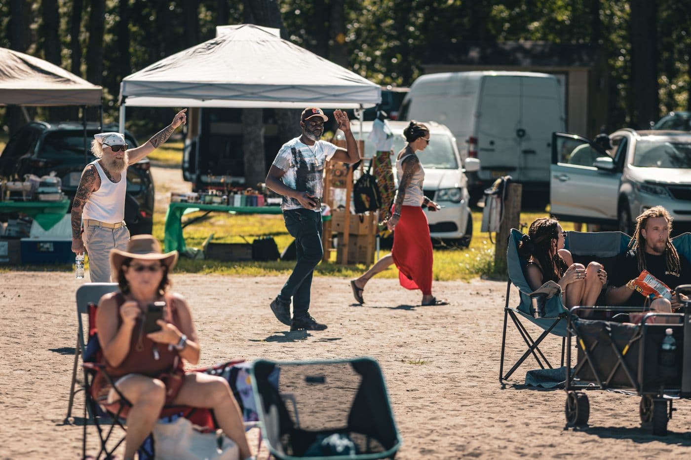 Reggae fans dancing in the field at Lion Heart Music Fest