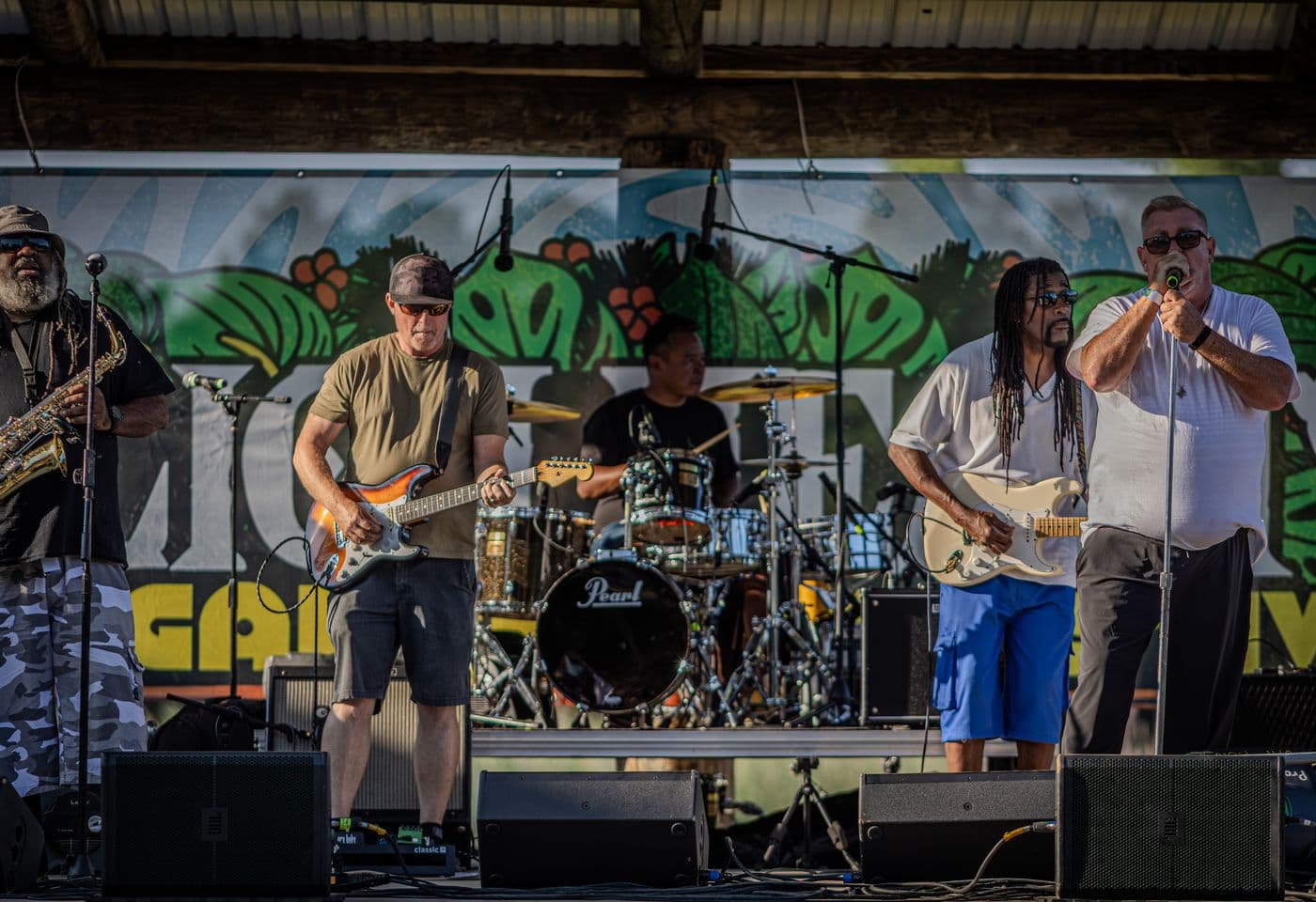Band performing on the main stage at Lion Heart Music Fest