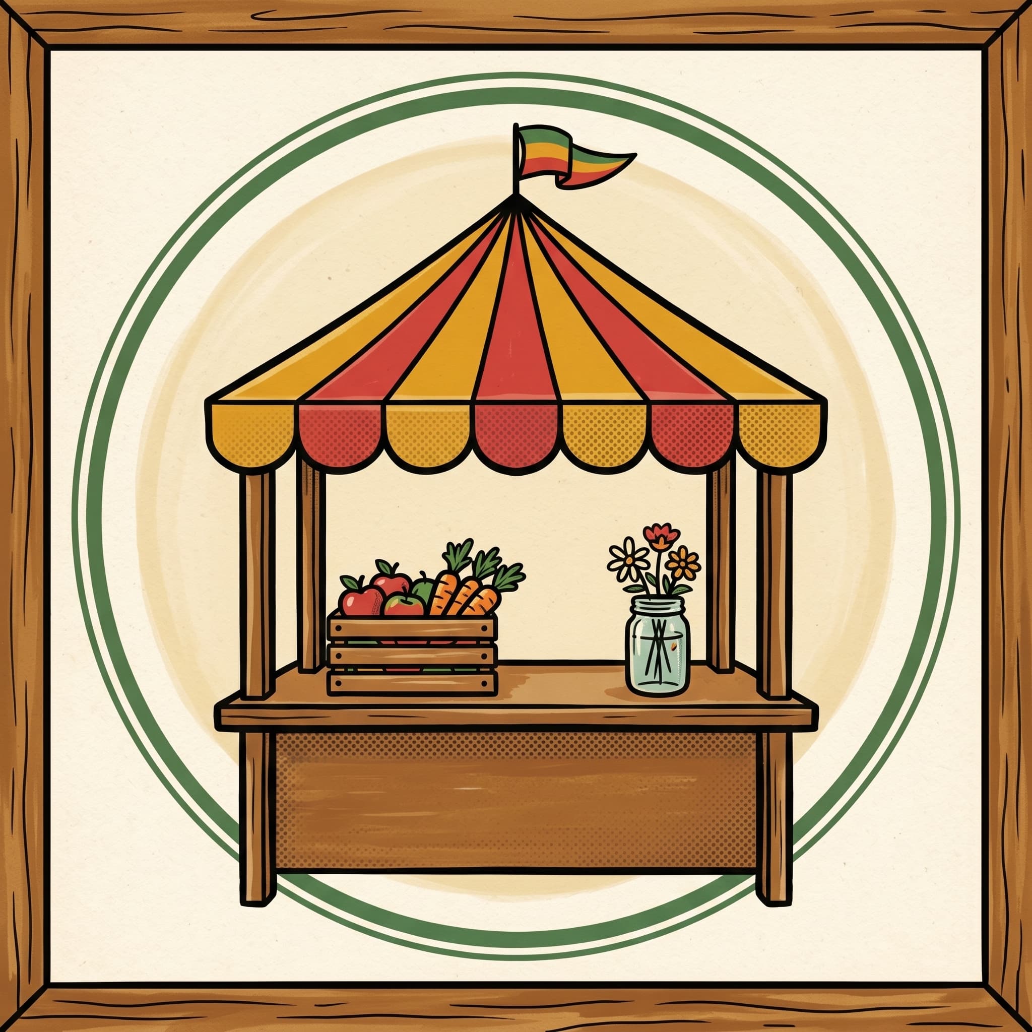 Vendor — painted market booth emblem