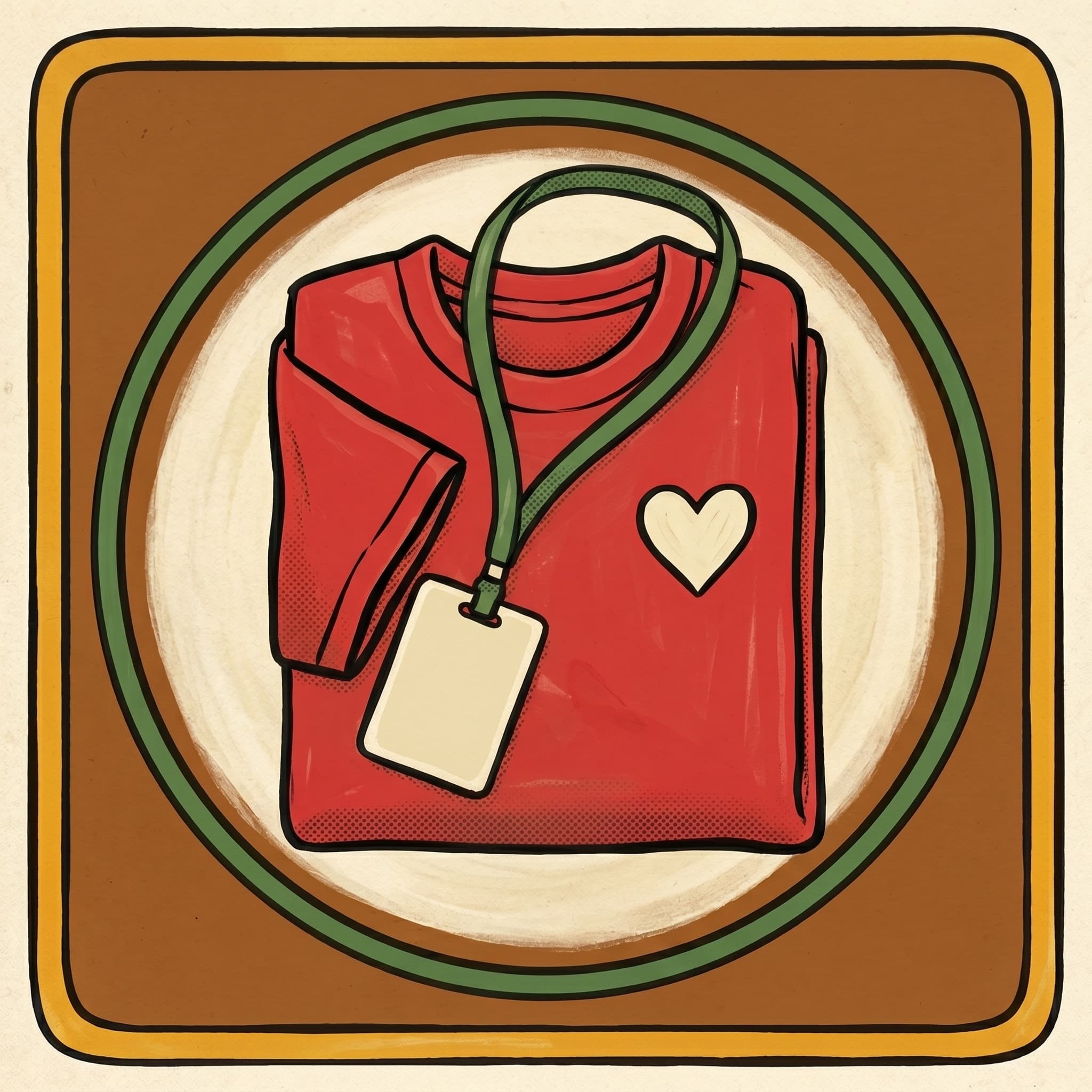 Volunteer — painted red t-shirt with heart emblem