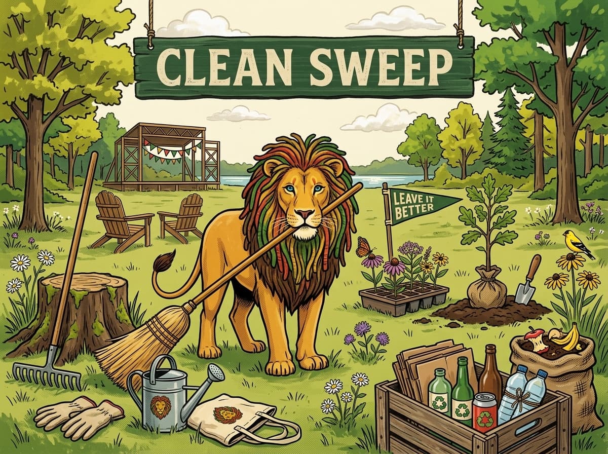 Clean Sweep Sunday — community gathering at Paradise Lakes the morning after the festival, restoring the land together